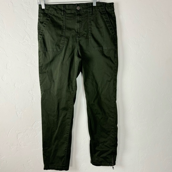 Kut from the Kloth Pants - Kut From The Kloth Pants Jeans Ankle Straight Leg Dark Green Solid Cotton Forest